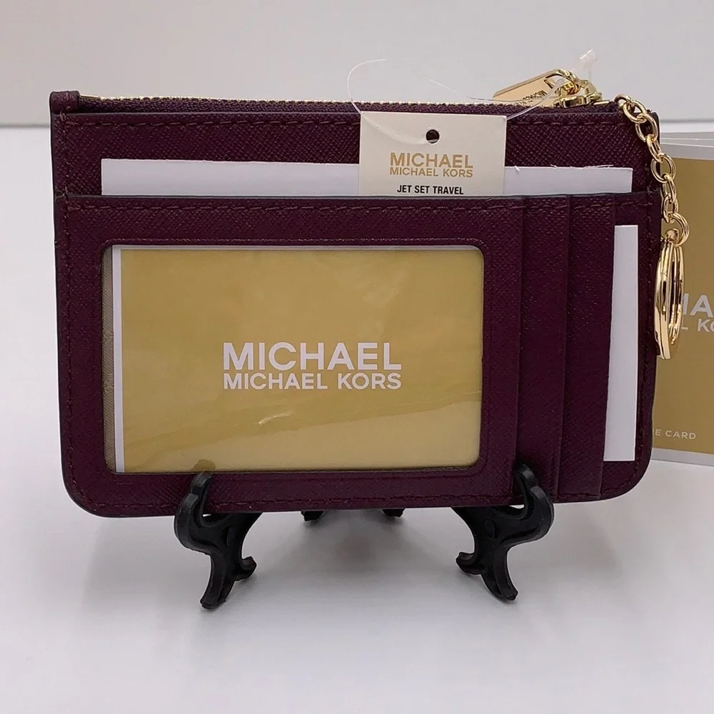 MICHAEL KORS SMALL TOP ZIP COINPOUCH WITH ID CARD MULBERRY COLOR NWT